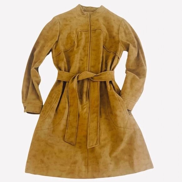 Vintage Sherbert Originals Suede Coat Dress with Tie Size Medium - Picture 5 of 13